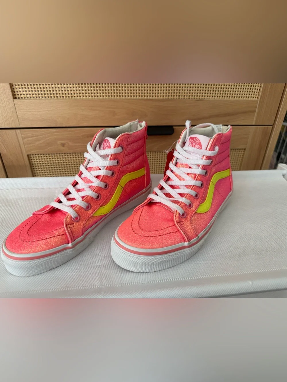 Vans - size 3 - NWT sk8 hi zip neon glitter sneakers